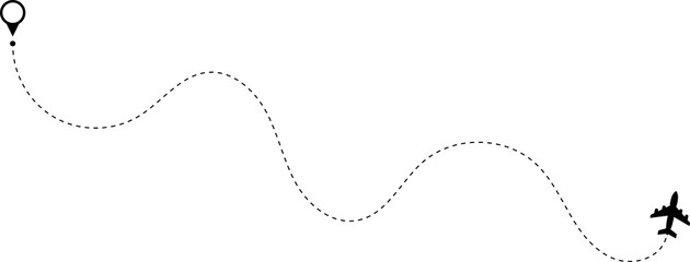 Route icon - two points with dotted path and location pin. Route location icon two pin sign and dotted line. Travel icon. Travel from start point and dotted line tracing.