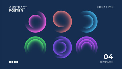 Futuristic abstract poster with color gradient round shapes. Abstract background with soft colored spheres for creative graphic design. Vector illustration.
