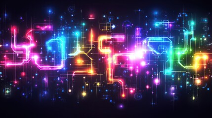 Obraz premium Colorful circuit glowing network design