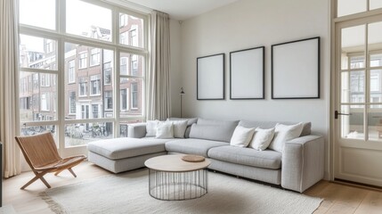 Fototapeta premium Large window modern living room