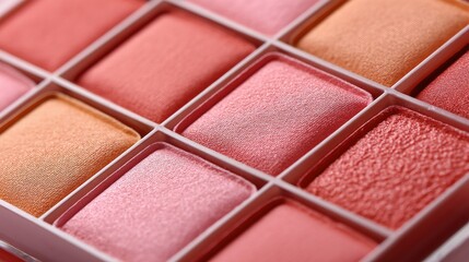 Fototapeta premium Vibrant Colorful Blush Palette in Squares for Makeup Application