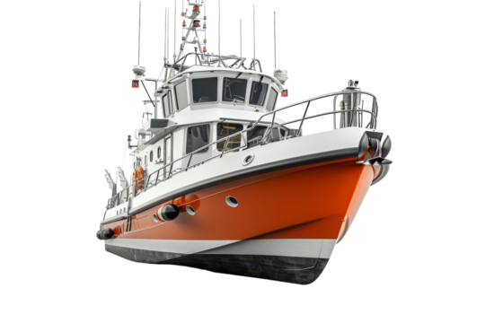 Oceanic Guardian: Coast Guard Cutter Isolated On White Background.