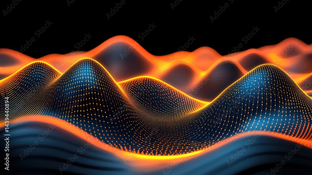 Poster abstract data waves in dark space