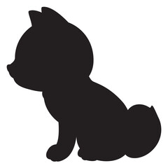 お座りした横向きの柴犬のシルエット