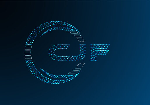 CJF low poly letter logo vector design. CJF lower poly logo design.