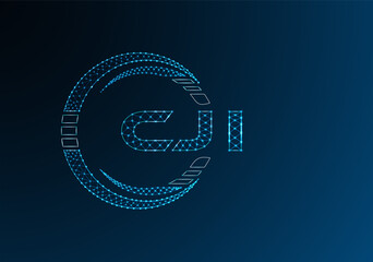 CJI low poly letter logo vector design. CJI lower poly logo design.