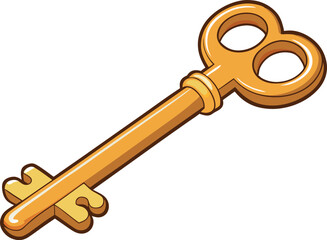 Golden Vintage Key Vector Illustration – Exquisitely Detailed Antique Security Motif for Timeless Decorative and Retro Design Applications