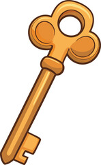 Golden Vintage Key Vector Illustration – Exquisitely Detailed Antique Security Motif for Timeless Decorative and Retro Design Applications