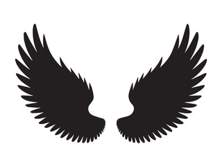 Obraz premium Black wing silhouette design, perfect for fantasy themes, tattoos, logos, and creative artwork.