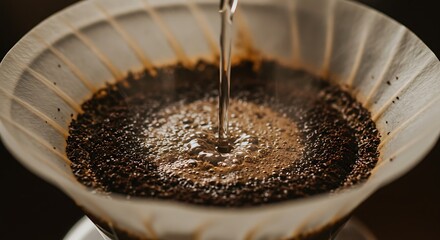 Pour Over Coffee Brewing Process, Close-up