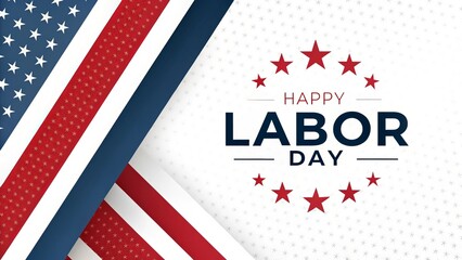 Modern and minimal Labor Day greeting in patriotic tones