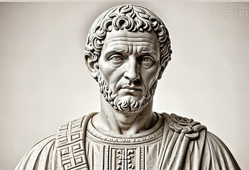 Fototapeta premium Elegant A Roman priest statue on a white background.