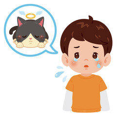愛猫が亡くなって泣く男の子