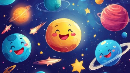 A soft pastel flower template with minimal cartoon animals around the border, sparkling stars in the background, dreamy atmosphere