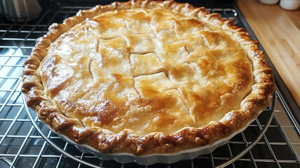 apple pie on a wooden board
