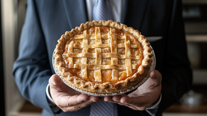 waiter holding a tray