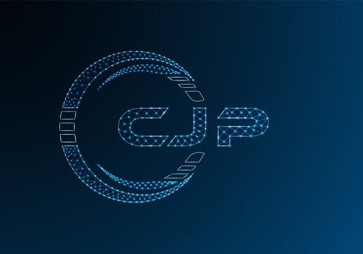 CJP low poly letter logo vector design. CJP lower poly logo design.