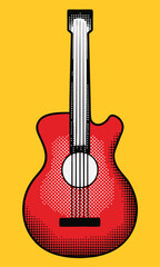 Red acoustic guitar illustration