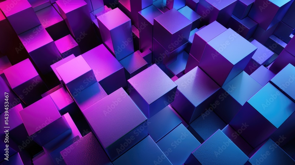 Aufkleber abstract geometric shapes in shades of purple and blue. 3d design background. background image of 3d