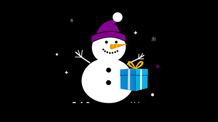 snowman, christmas, winter, snow, hat, holiday, vector, xmas, cold, tree, illustration, snowflake, card, celebration, decoration, season, santa, art, year, december, star, new, cartoon, carrot, design