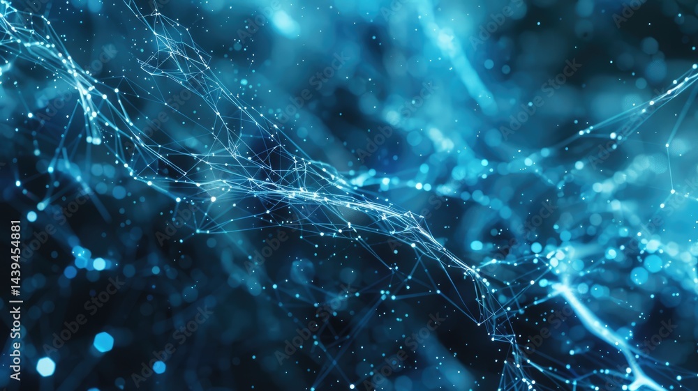 Poster wonderful picture of colorful light sparkling particles scattered become structure of space, create 
