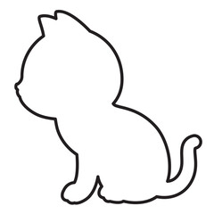 お座りした横向きの猫の線画