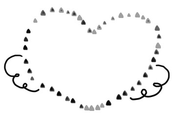 モノクロ三角羽根ハートペアシンプルフレーム