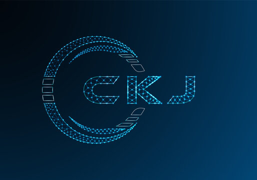 CKJ low poly letter logo vector design. CKJ lower poly logo design.