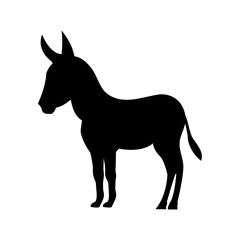 Silhouette of a Donkey Standing on a White Surface Adobe Illustrator Artwork