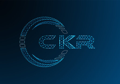 CKR low poly letter logo vector design. CKR lower poly logo design.