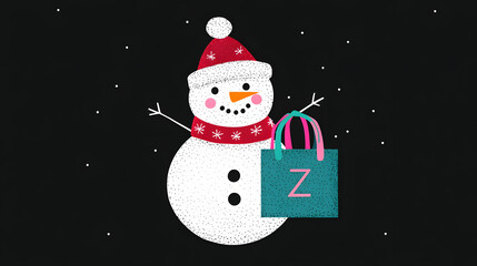 snowman, christmas, winter, snow, holiday, hat, vector, xmas, cold, tree, illustration, card, snowflake, season, celebration, santa, decoration, cartoon, art, december, carrot, year, scarf, new, greet