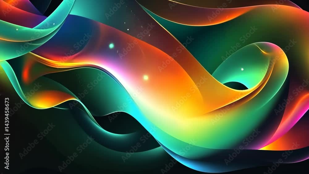 Poster colorful abstract waves with dynamic flowing motion and light effects