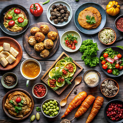 directly above shot of food on table