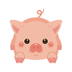 うつ伏せになったブタのイラスト