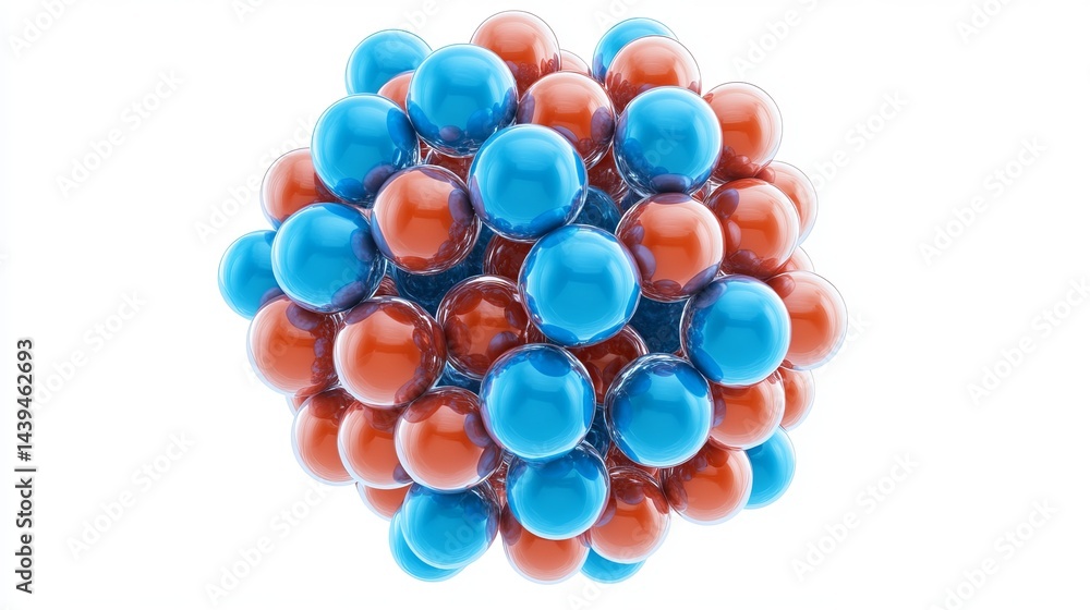 Poster abstract 3d render of blue and orange spheres clustered together art shiny balls round image model