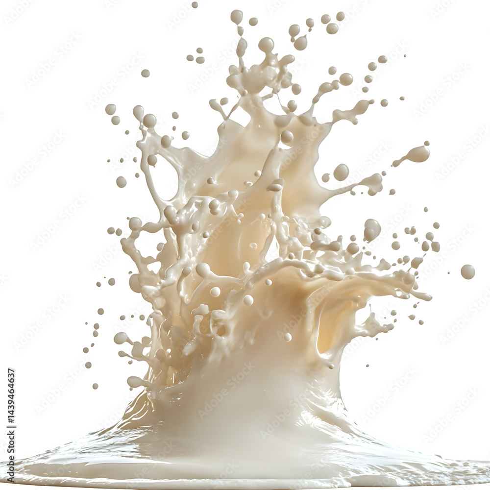 Poster a dynamic milk splash captured against a stark black backdrop showcasing fluid motion and texture de