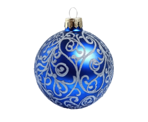 Stunning Blue Christmas Ornament with Intricate Silver Design , isolated on white background PNG cut out