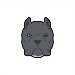 Bulldog Head Icon in Flat Color Style