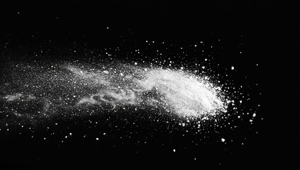 White powder explosion on black background (1)