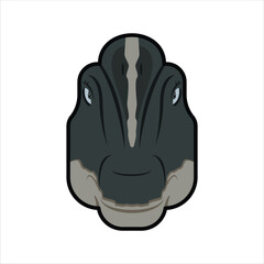 Brontosaurus Head Icon in Flat Color Style