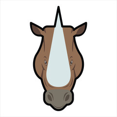 Elasmotherium Head Icon in Flat Color Style