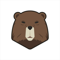 Bear Head Icon in Flat Color Style