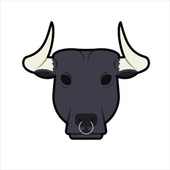 Bull Head Icon in Flat Color Style