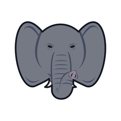 Elephant Head Icon in Flat Color Style