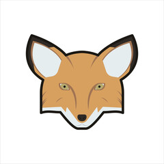 Fox Head Icon in Flat Color Style
