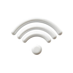 A white wifi symbol with three curved lines and a circle on a black background in a simple design