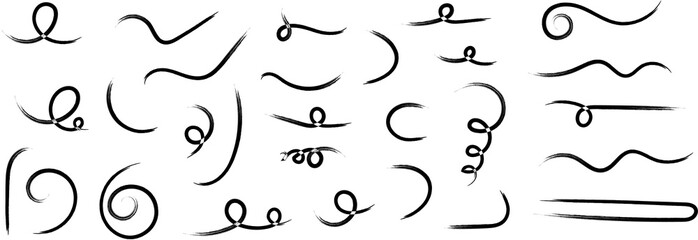 Hand drawn curved arrows set. Sketch doodle style collection. Route or pointers icon