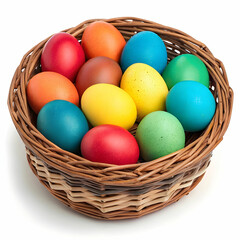 multi colored eggs in basket
