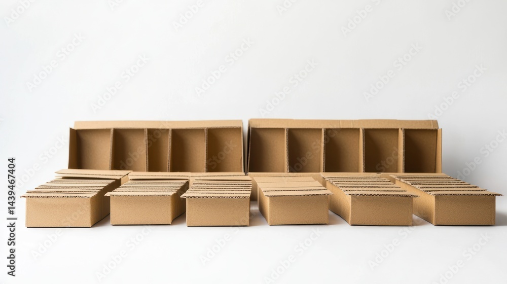 Aufkleber isolated empty carton boxes with slightly open flaps on white background