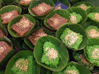 Thai dessert Khao Niao Kaew glistening like jewels in natural light